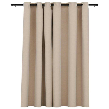 Mörkläggningsgardin med öljetter linnelook beige 290x245cm