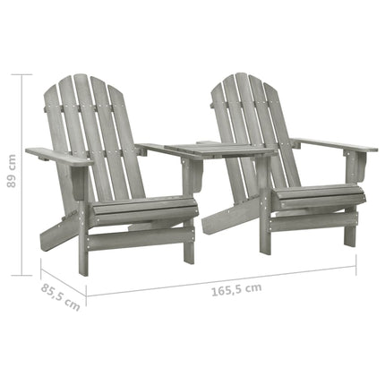 Adirondackstolar med bord massivt granträ grå