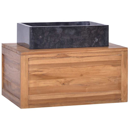Väggmonterad badrumskommod 60x45x30 cm massiv teak
