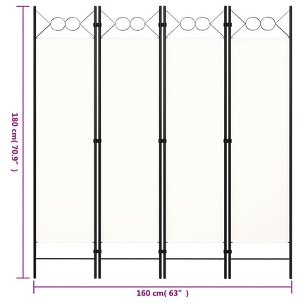 Rumsavdelare 4 paneler vit 160x180 cm