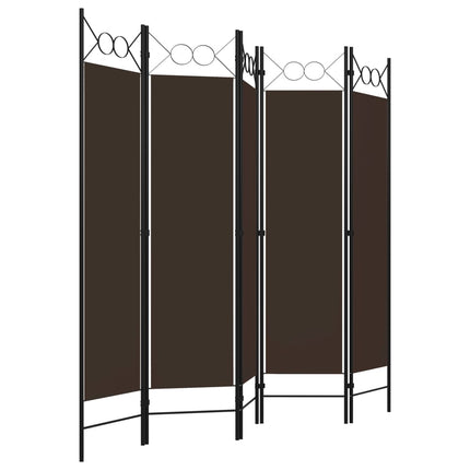 Rumsavdelare 5 paneler brun 200x180 cm