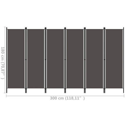 Rumsavdelare 6 paneler antracit 300x180 cm
