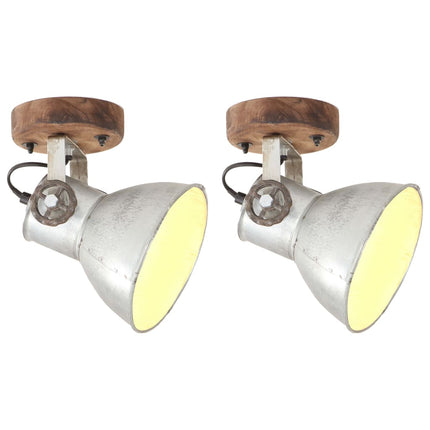 Industriell vägglampa/taklampa 2 st silver 20x25 cm E27