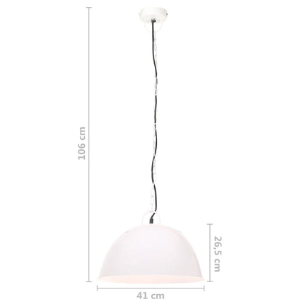 Hänglampa industriell vintage 25 W vit rund 41 cm E27