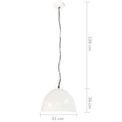 Hänglampa industriell vintage 25 W vit rund 31 cm E27