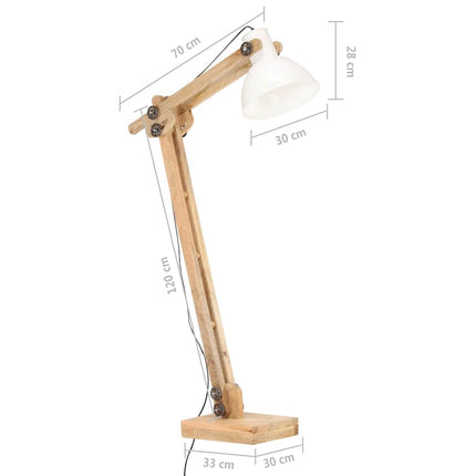 Golvlampa vit massivt mangoträ E27