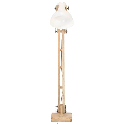 Golvlampa vit massivt mangoträ E27