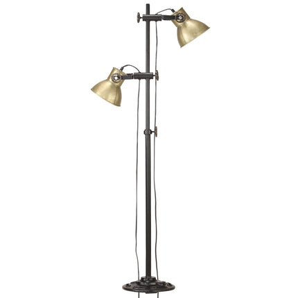 Golvlampa med 2 lampskärmar mässing E27 gjutjärn
