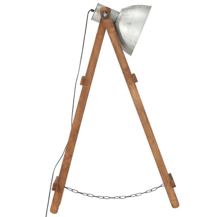 Golvlampa silver E27 massivt mangoträ