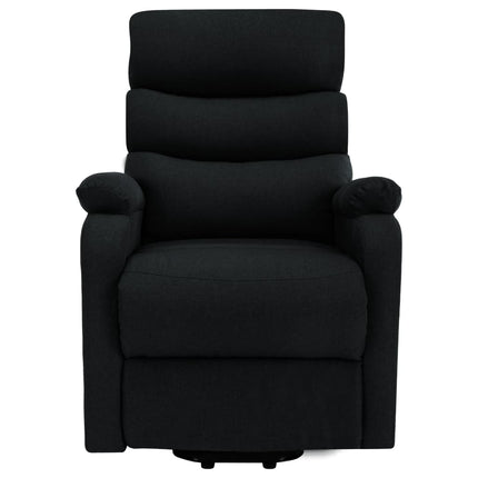 massagefåtölj med uppresningshjälp svart tyg