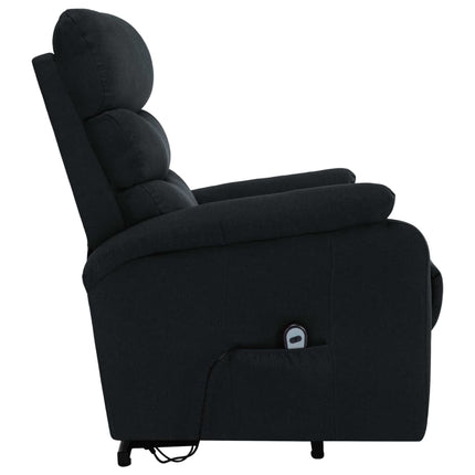 massagefåtölj med uppresningshjälp svart tyg