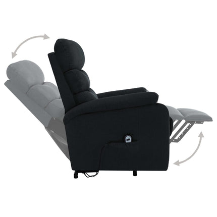 massagefåtölj med uppresningshjälp svart tyg