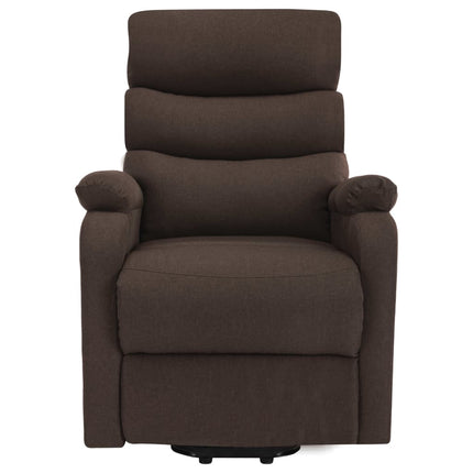 Massagefåtölj med uppresningshjälp brun tyg