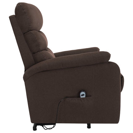Massagefåtölj med uppresningshjälp brun tyg