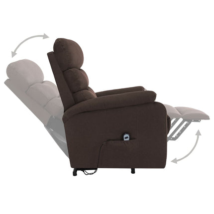 Massagefåtölj med uppresningshjälp brun tyg