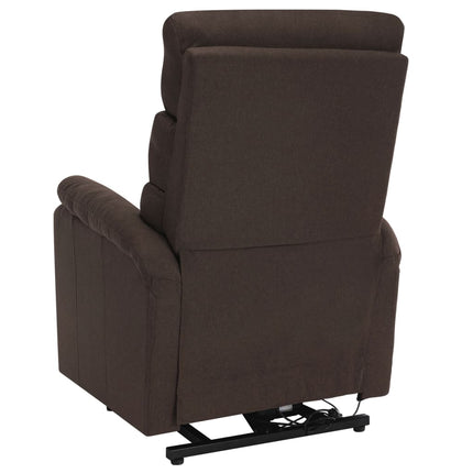 Massagefåtölj med uppresningshjälp brun tyg
