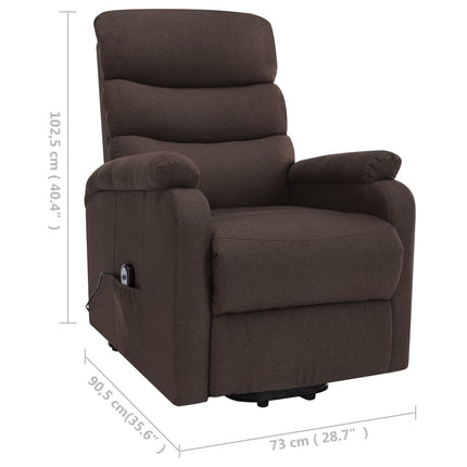 Massagefåtölj med uppresningshjälp brun tyg