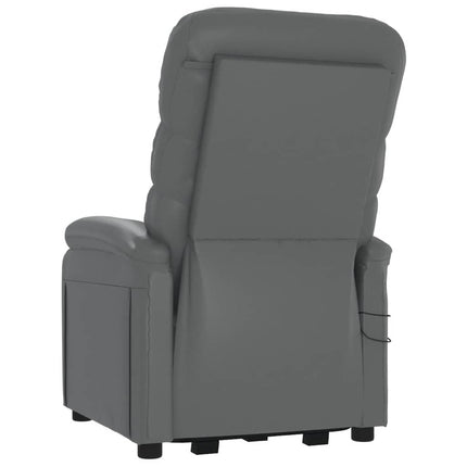 Massagefåtölj med uppresningshjälp antracit konstläder
