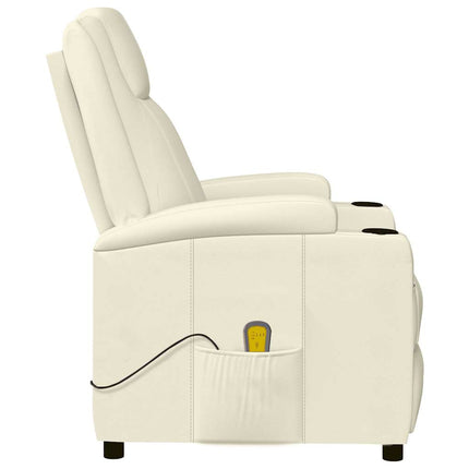 Massagefåtölj gräddvit konstläder