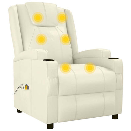 Massagefåtölj gräddvit konstläder