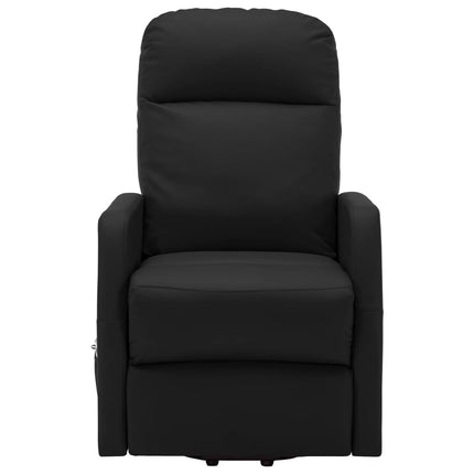 Massagefåtölj med uppresningshjälp svart konstläder