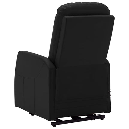 Massagefåtölj med uppresningshjälp svart konstläder