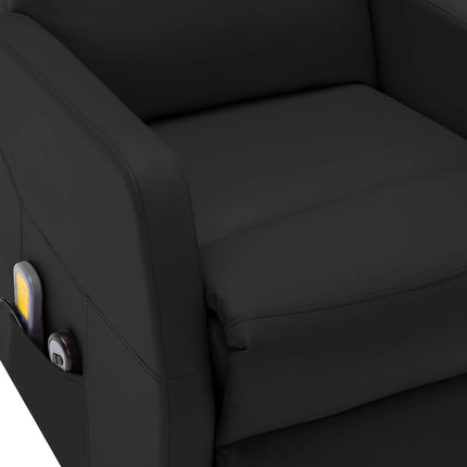 Massagefåtölj med uppresningshjälp svart konstläder