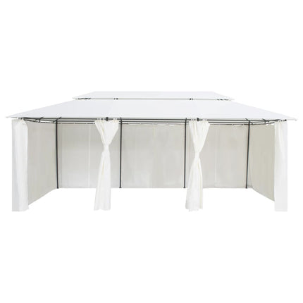 Paviljong med draperier 600x298x270 cm vit 180g/m²