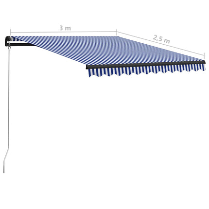 Markis manuellt infällbar 300x250 cm blå och vit