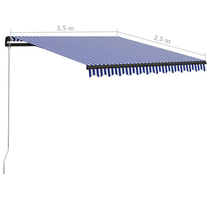 Markis manuellt infällbar 350x250 cm blå och vit