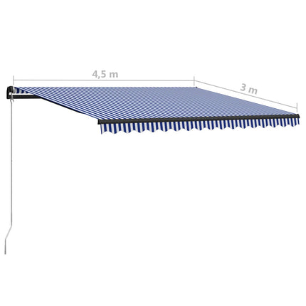 Markis manuellt infällbar 450x300 cm blå och vit