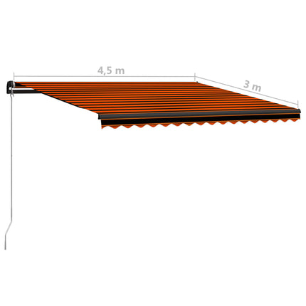 Markis manuellt infällbar 450x300 cm orange och brun