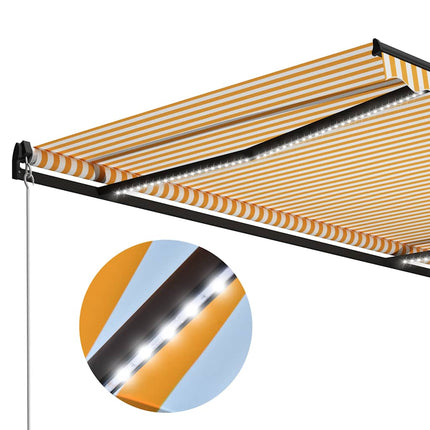 Markis manuellt infällbar med LED 300x250 cm gul och vit