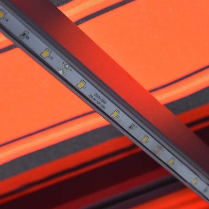 Markis manuellt infällbar med LED 450x300 cm orange och brun