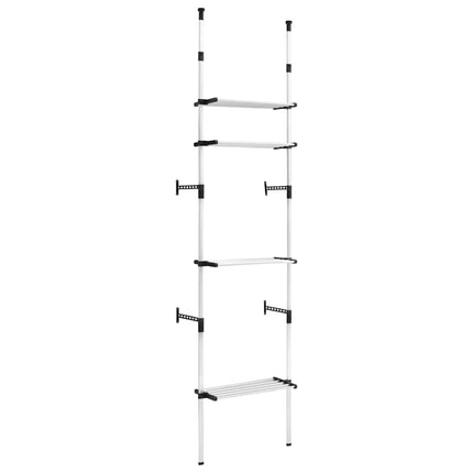 Teleskopiskt garderobssystem med hyllor aluminium