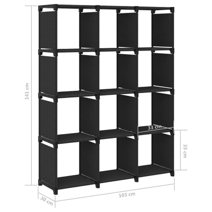 Hylla med 12 kuber 103x30x141 cm tyg