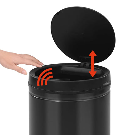 Soptunna med automatisk sensor 70 L kolstål svart