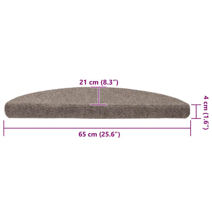 Trappmattor självhäftande 15 st 65x21x4 cm beige halvrunda stora