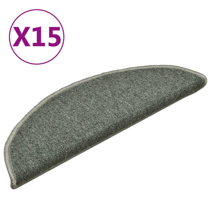 Trappmattor 15 st 56x17x3 cm mörkgröna halvrunda