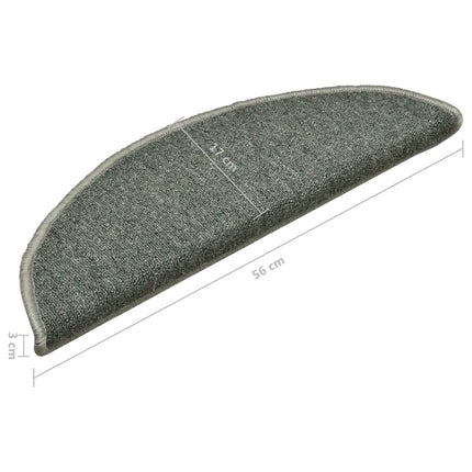 Trappmattor 15 st 56x17x3 cm mörkgröna halvrunda