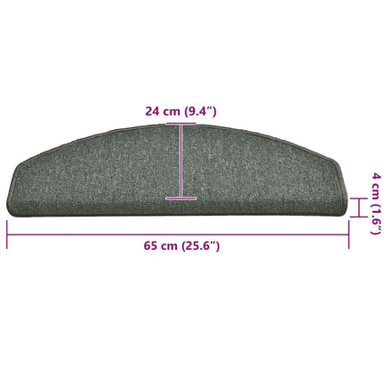 Trappmattor 15 st 65x24x4 cm mörkgröna halvrunda stora