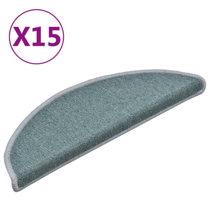 Trappmattor 15 st 56x17x3 cm havsblå halvrunda