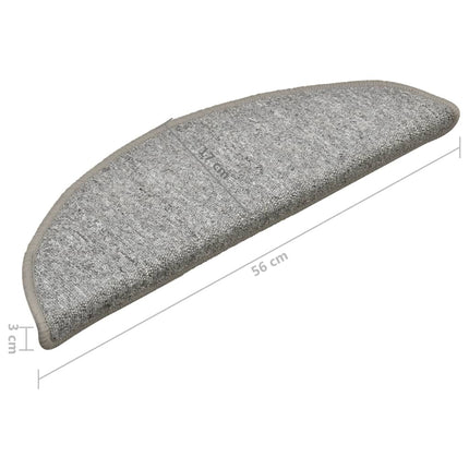 Trappmattor 15 st 56x17x3 cm ljusgrå halvrunda