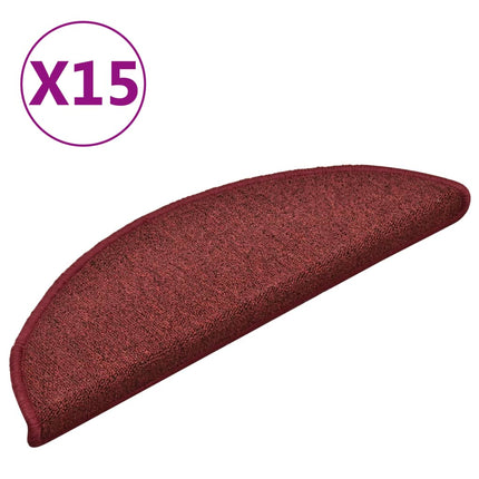 Trappmattor 15 st 56x17x3 cm bordeaux halvrunda