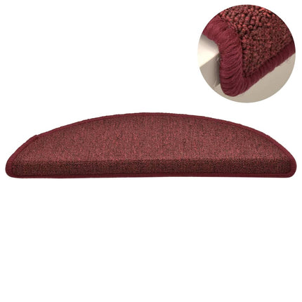 Trappmattor 15 st 56x17x3 cm bordeaux halvrunda