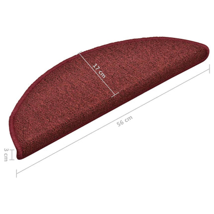 Trappmattor 15 st 56x17x3 cm bordeaux halvrunda