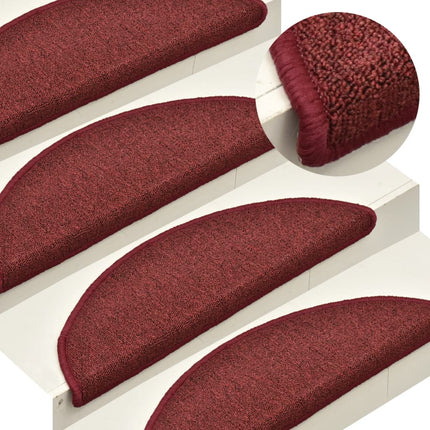 Trappmattor 15 st 56x17x3 cm bordeaux halvrunda