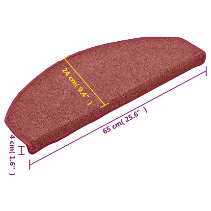 Trappmattor 15 st 65x24x4 cm bordeaux halvrunda stora