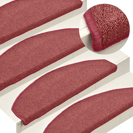 Trappmattor 15 st 65x24x4 cm bordeaux halvrunda stora