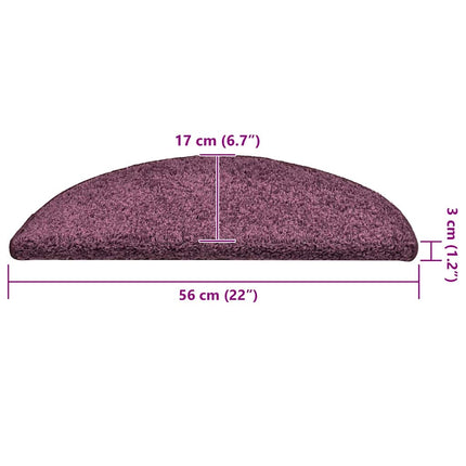 Trappmattor 15 st 56x17x3 cm mörklila halvrunda